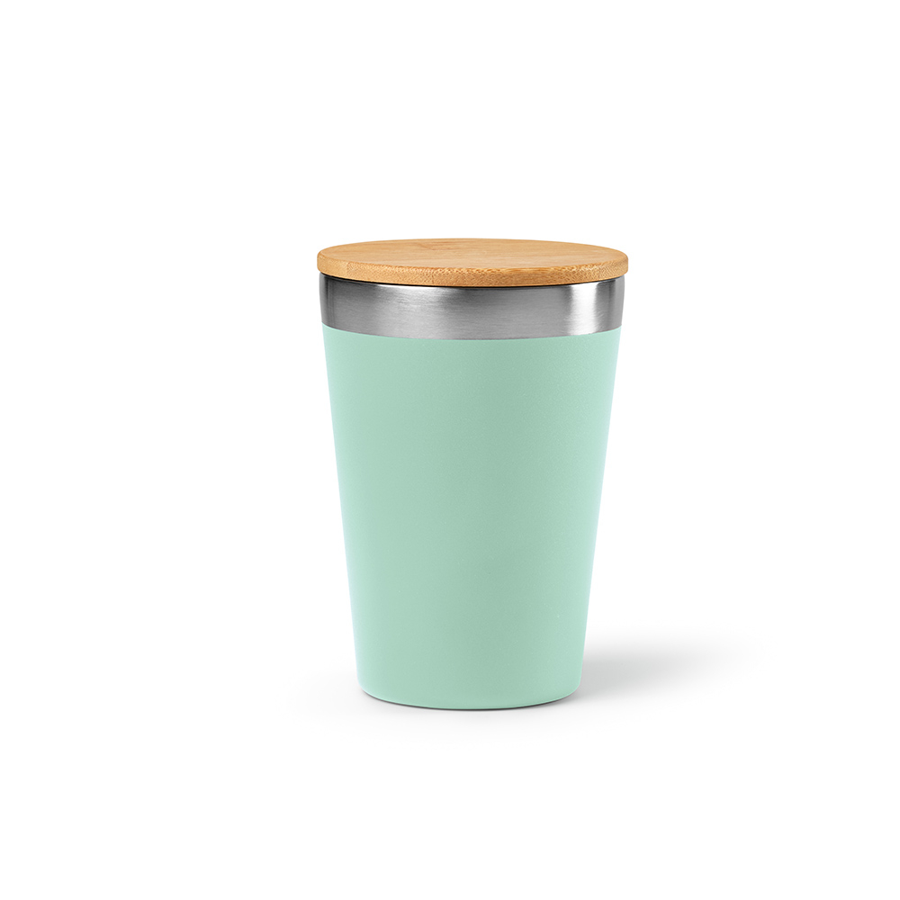 Mug de voyage publicitaire inox recyclé 300ml Don Travel Vert pastel